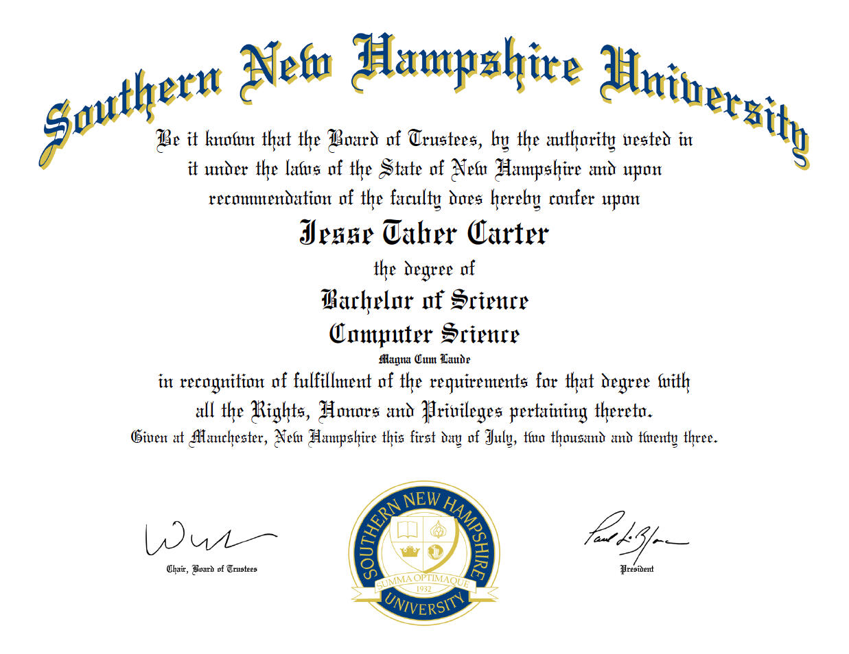 Bachelor of Science, Computer Science Bachelor Diploma